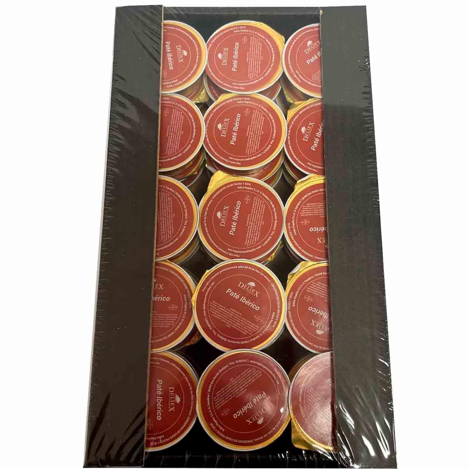 Deliex - Monodosis de patés y cremas 45 u x 25 gr, crema de jamón york, paté ibérico y crema de lomo para tostadas, meriendas o tapeo sin desperdicio. (Bandeja 45 x 25 gr, Paté ibérico)