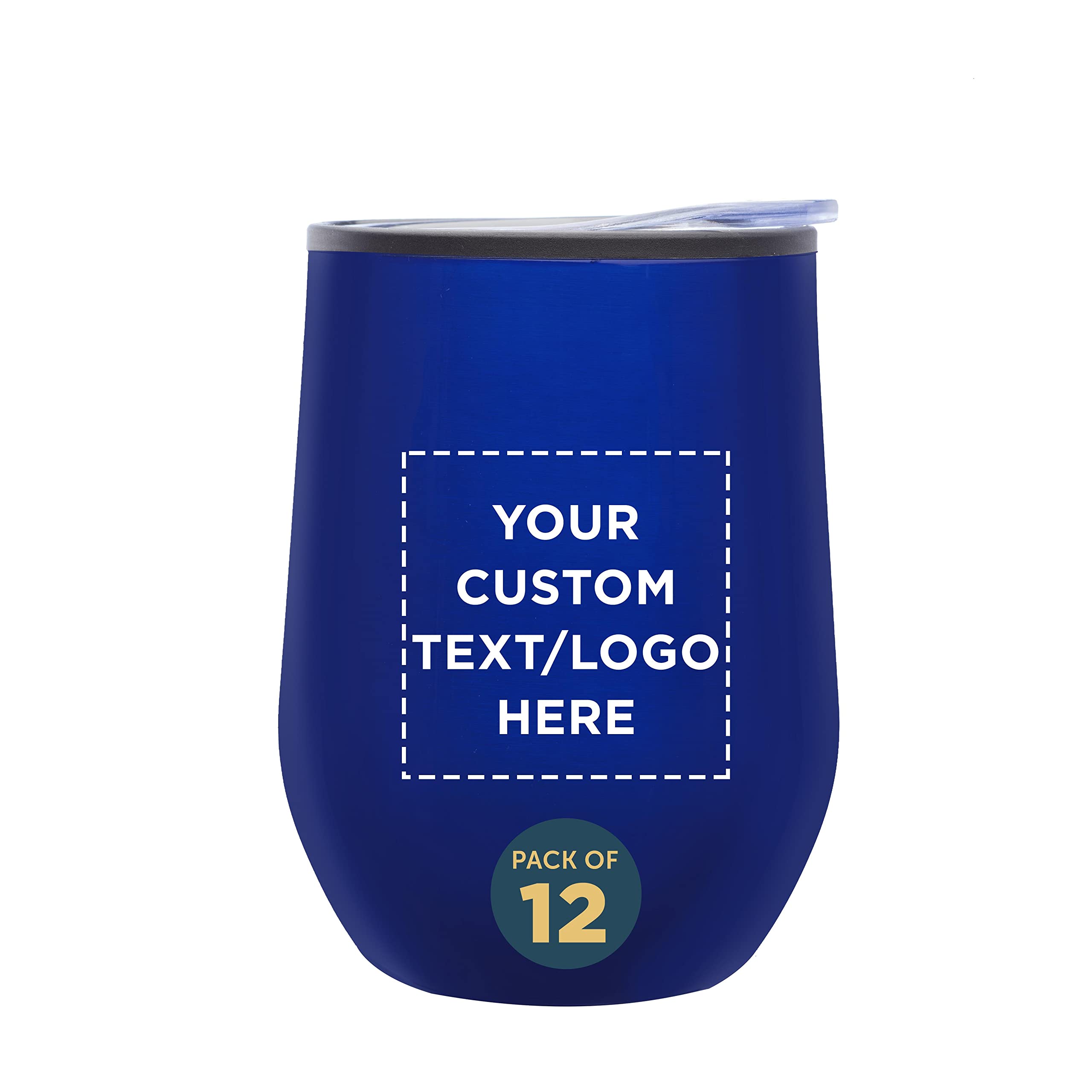 Custom Stemless Wine Tumblers 12 oz Set of 12 Personalized Bulk Pack - Insulated Perfect for Wine Cocktails