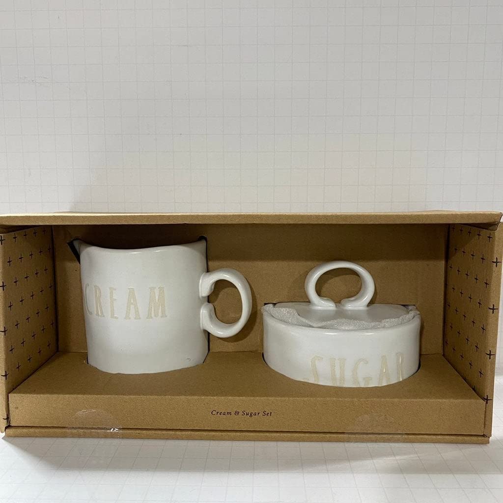 Rae Dunn CREAM Creamer + SUGAR Jar Set of 2 - NEW EDITION - Ceramic