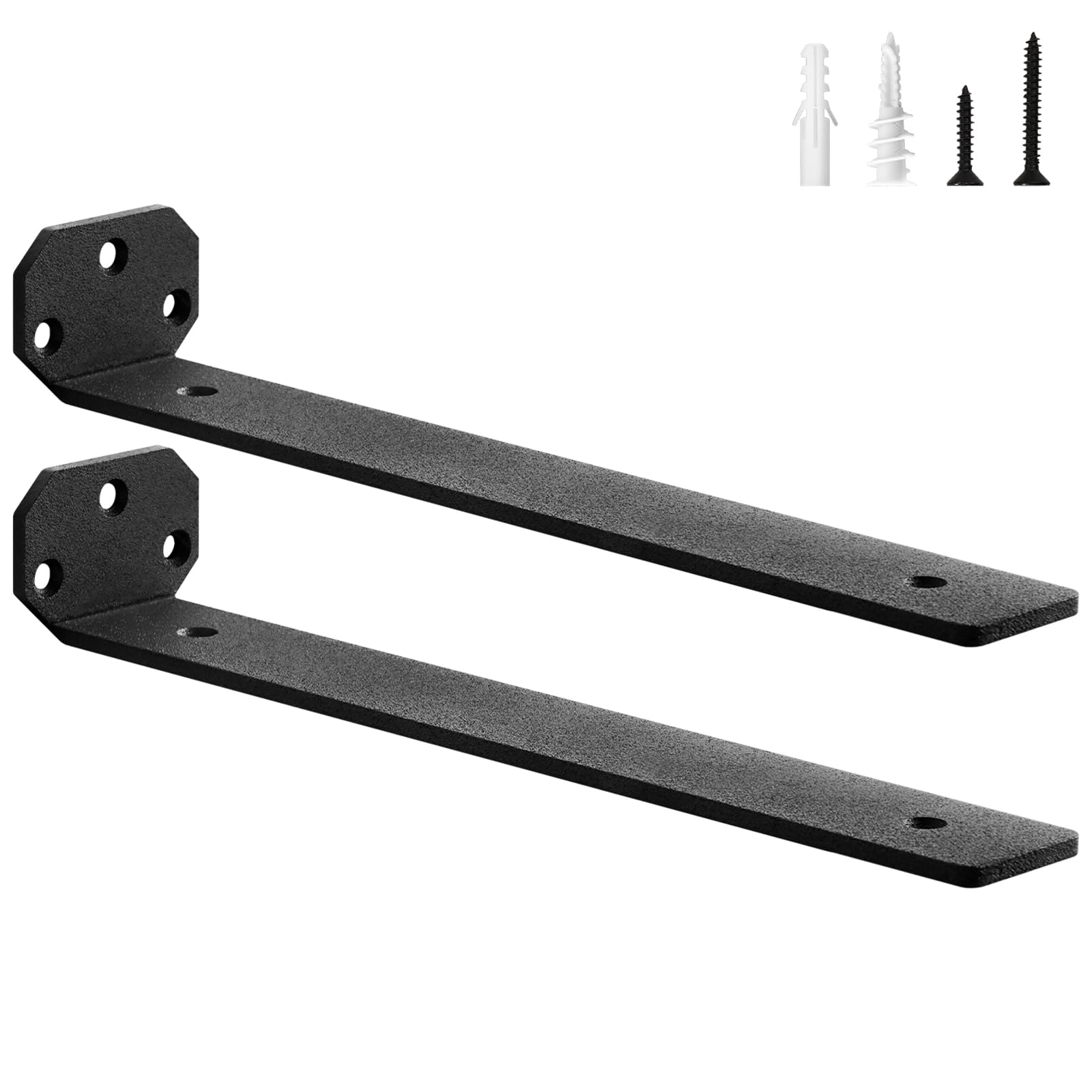 scicent 2 Pack Floating Shelf Brackets Heavy Duty, 50KG Capacity, 5mm Thick, Wall Brackets for Shelves, Shelf Support with Screws (Black 30cm)