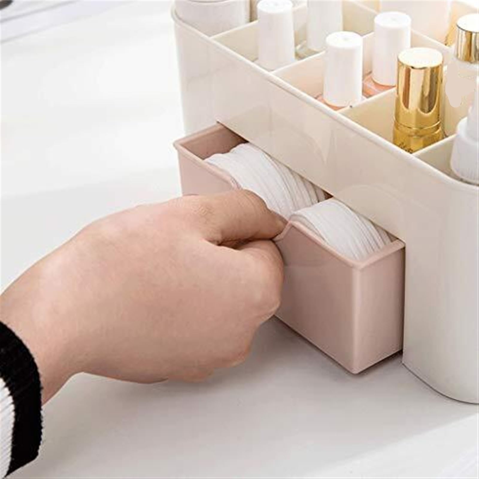 Bad Organizer Gesichtsmaske Kosmetik Aufbewahrungsbox Augenbrauenstift Rouge Make-up Pinsel Kosmetik Aufbewahrungsbox Make up Organizer(Pink)