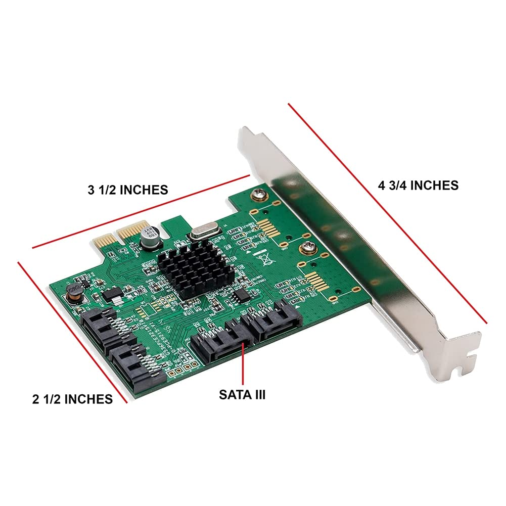SI-PEX40064 III - Tarjeta de mando PCI-E X1 (4 puertos, perfil bajo, soporte), color verde