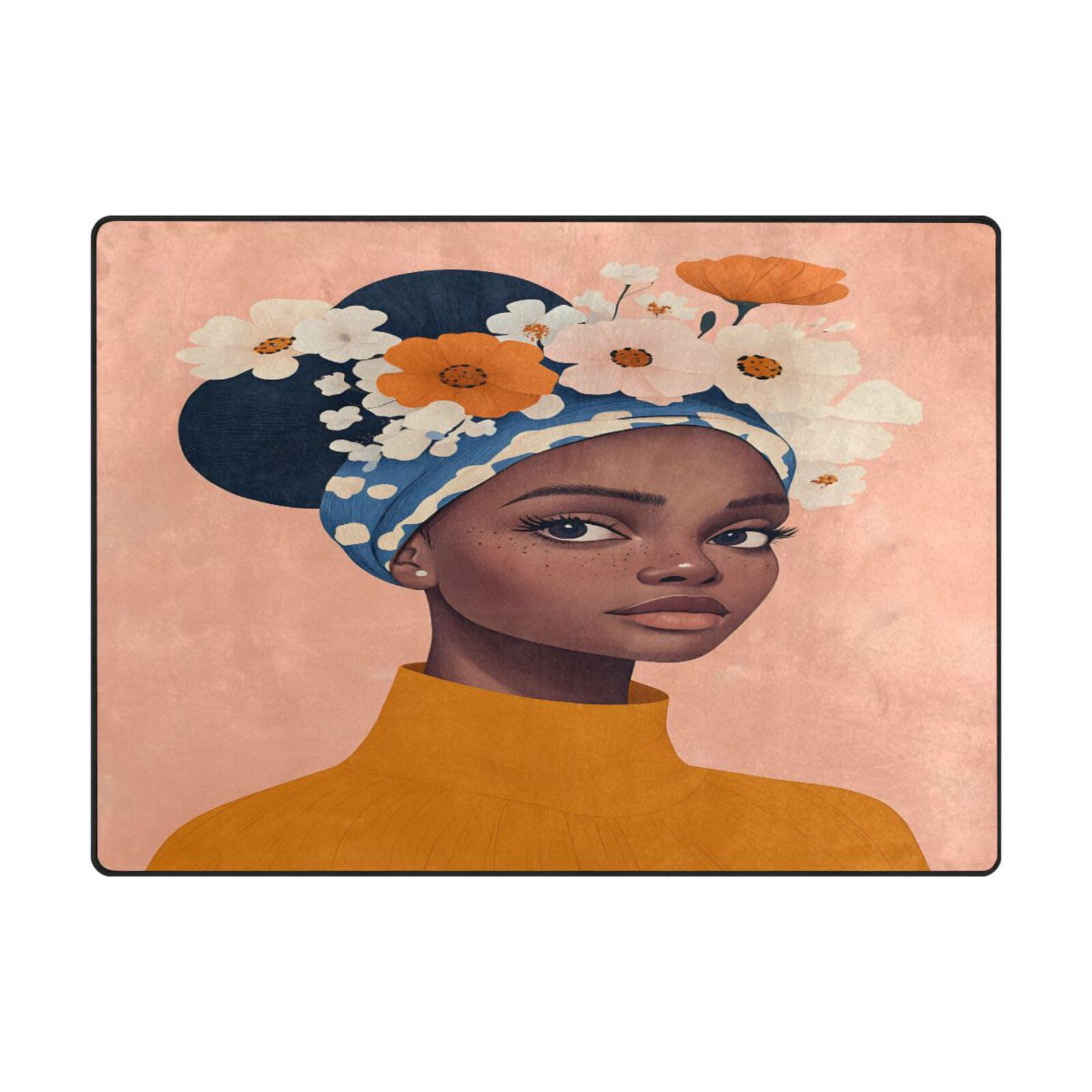 Tapis chambre à coucher doux grand tapis fille noire africaine