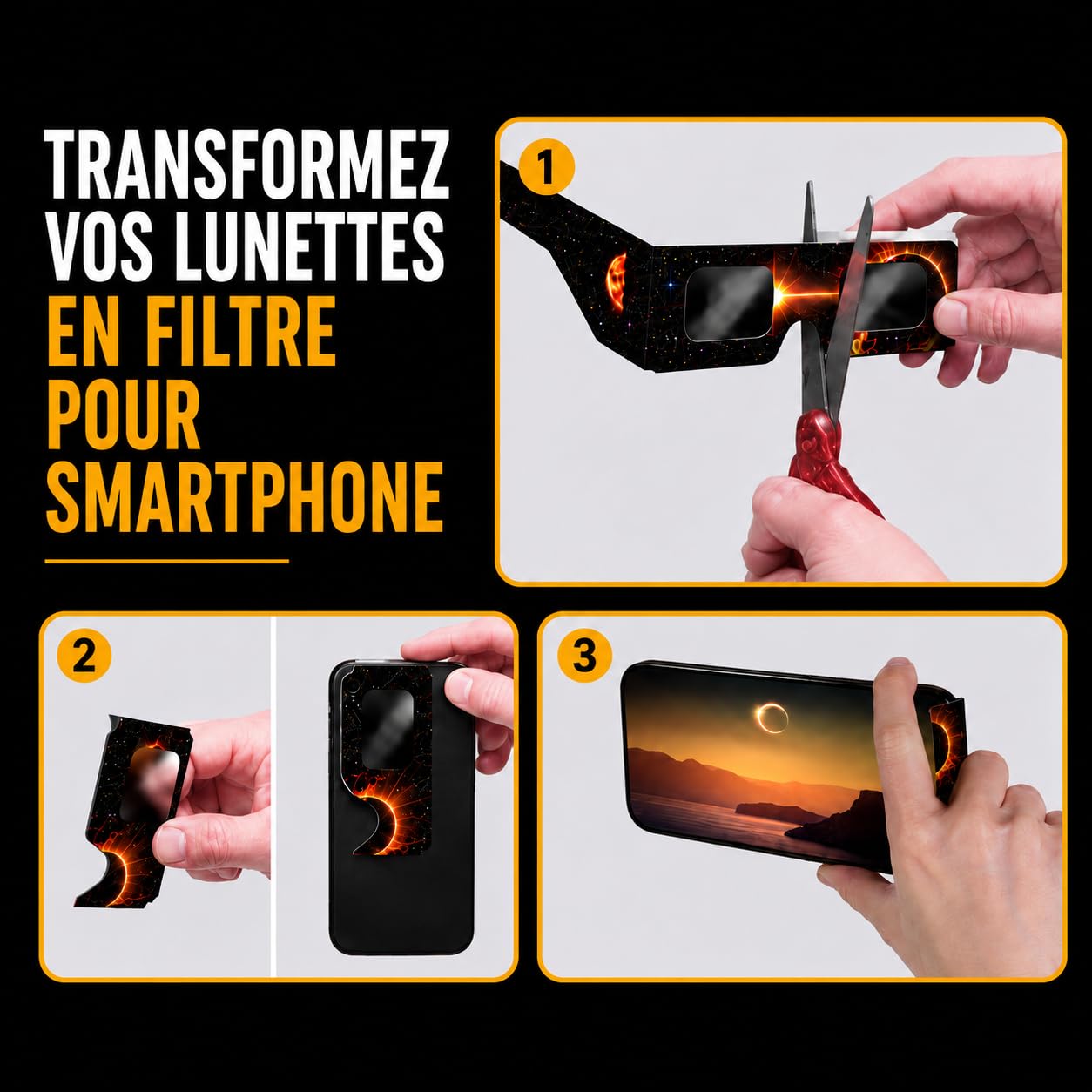 Paddi Gafas Eclipse Solar - [Pack de 1/2/3/6] - Estándar Europeo - Cartón Durable FSC