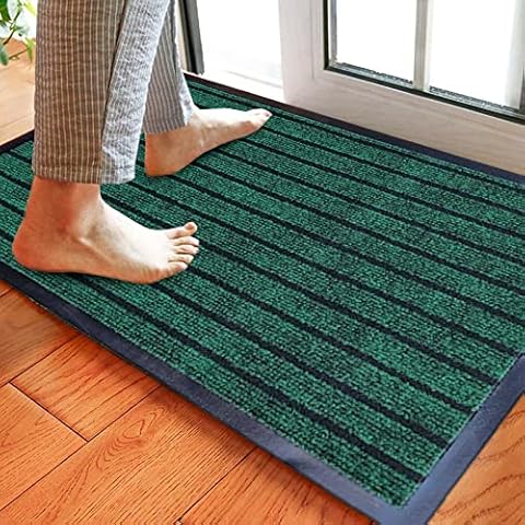 Householdfurnishing Rubber Backed Door Mat Non Slip Rug Kitchen Mat Heavy Duty Runner Outdoor Indoor Heavy duty non slip rubber mat (Green, 50 x 90) Cover