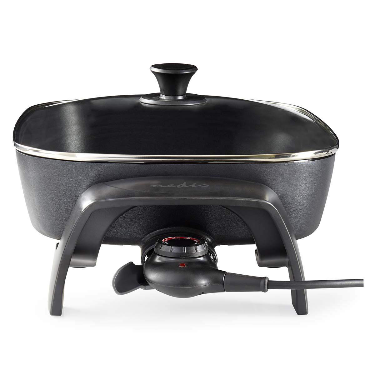 NEDIS Poêle à Frire Électrique - 2200 W - 7.0 L - Indicateur d'alimentation - Controle de la Température Réglable - 40 cm - Aluminium/Plastique - Noir FCSP110EBK40