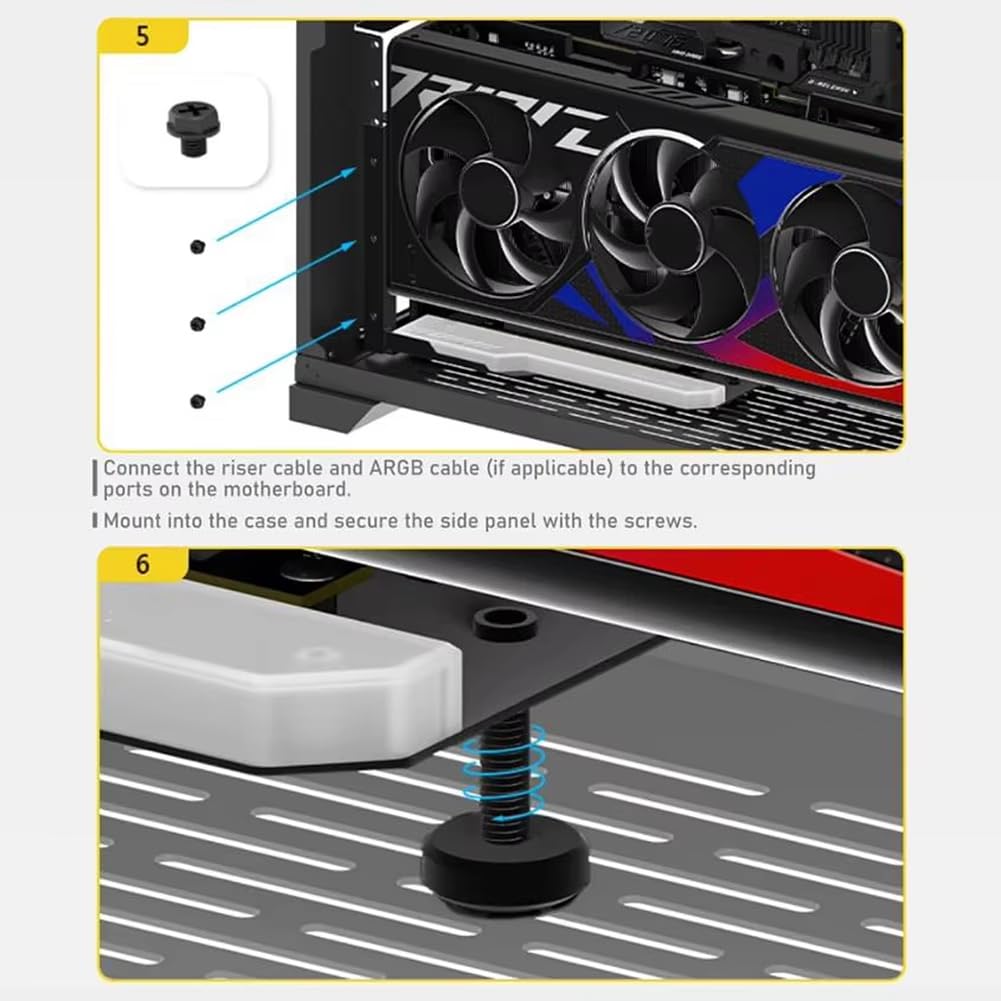 Pionowy uchwyt montażowy GPU z kablem PCI-E 4.0 X16, kabel riser, zestaw obsługi karty graficznej, kąt prosty 90 stopni, biały