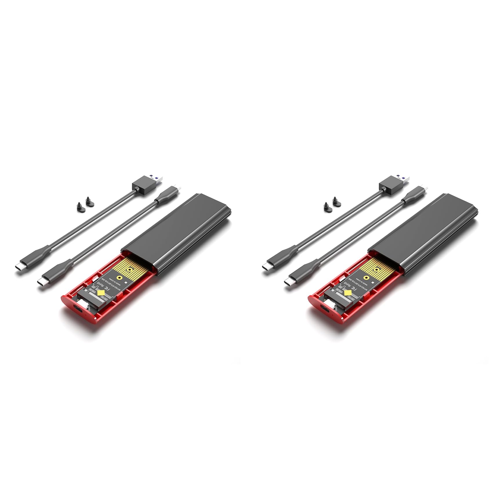2X M2 SSD NVME Enclosure M.2 Una USB 3.1 SSD Box Case para M.2 PCIe NVMe M Key 2230/2242/2260/2280 Adaptador Sin Herramientas, Negro