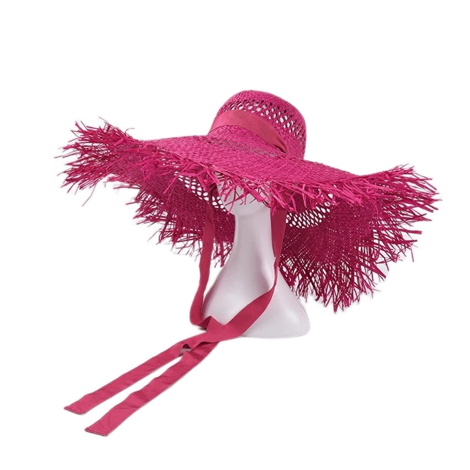 RWRAPS Bast-Strandhüte für Damen, Sonnenhut mit breiter Krempe, Damen, hohl, atmungsaktiv, für den Sommer, kühl (D 56)