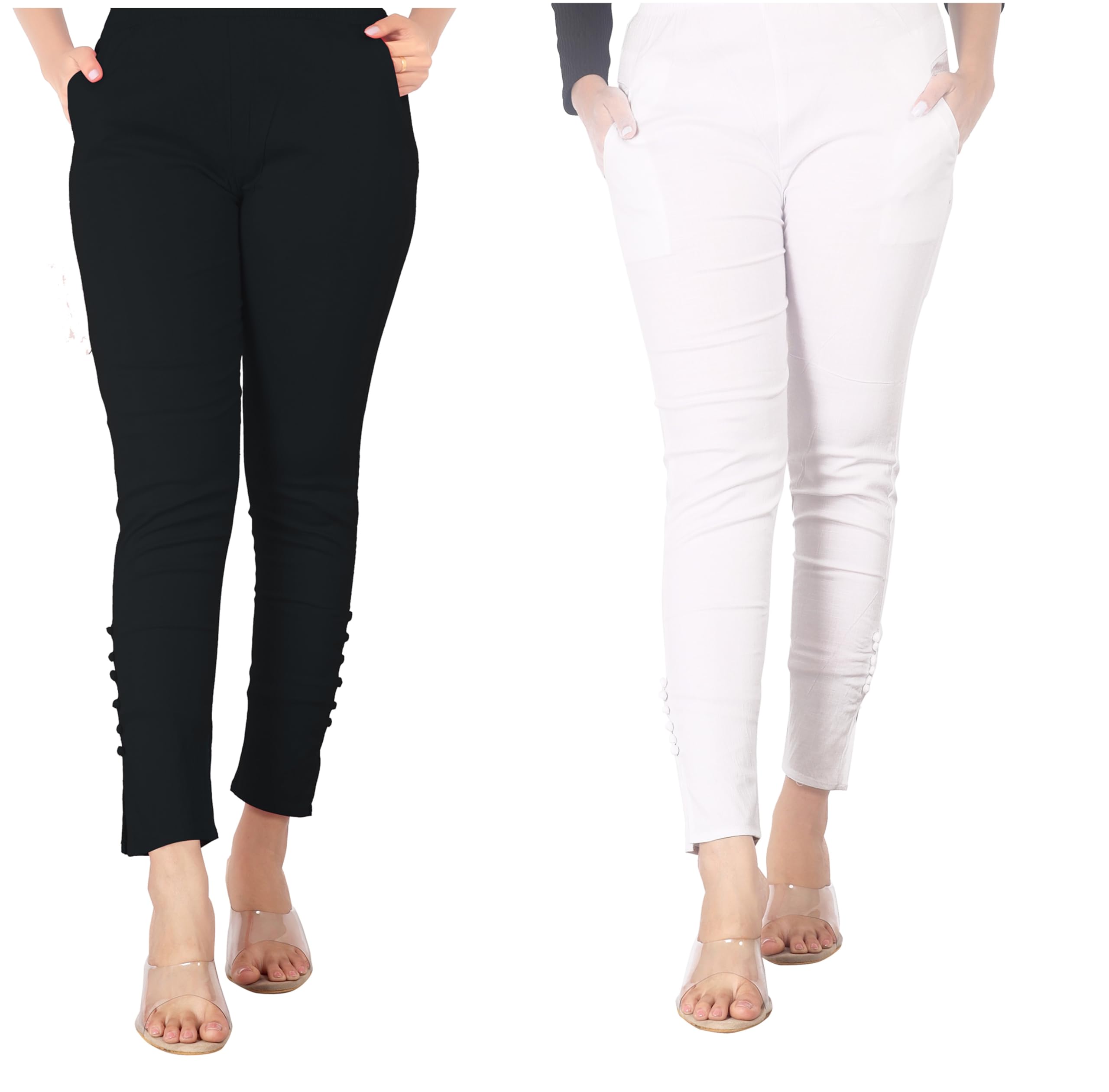 My Bazar Womens Stylish Stretchable Lycra Cigarette/Cigar Trousers Pants Suitable for Casual and Formal wear(2pcs Pack)-picture-28