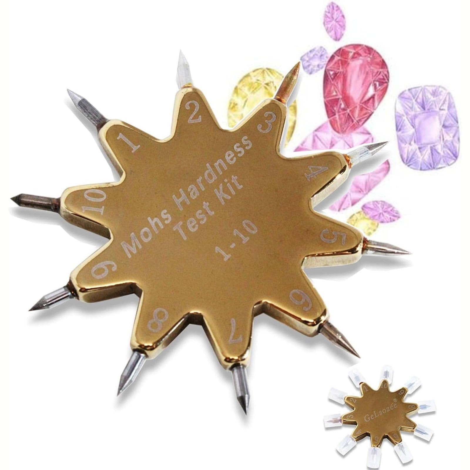 XNZJHPP Portable Mohs Hardness Tester Kit - 1-10 Scratch Test Picks with Star Design for Easy Rock, Mineral, and Jewelry Hardness Testing - Quick and User-Friendly