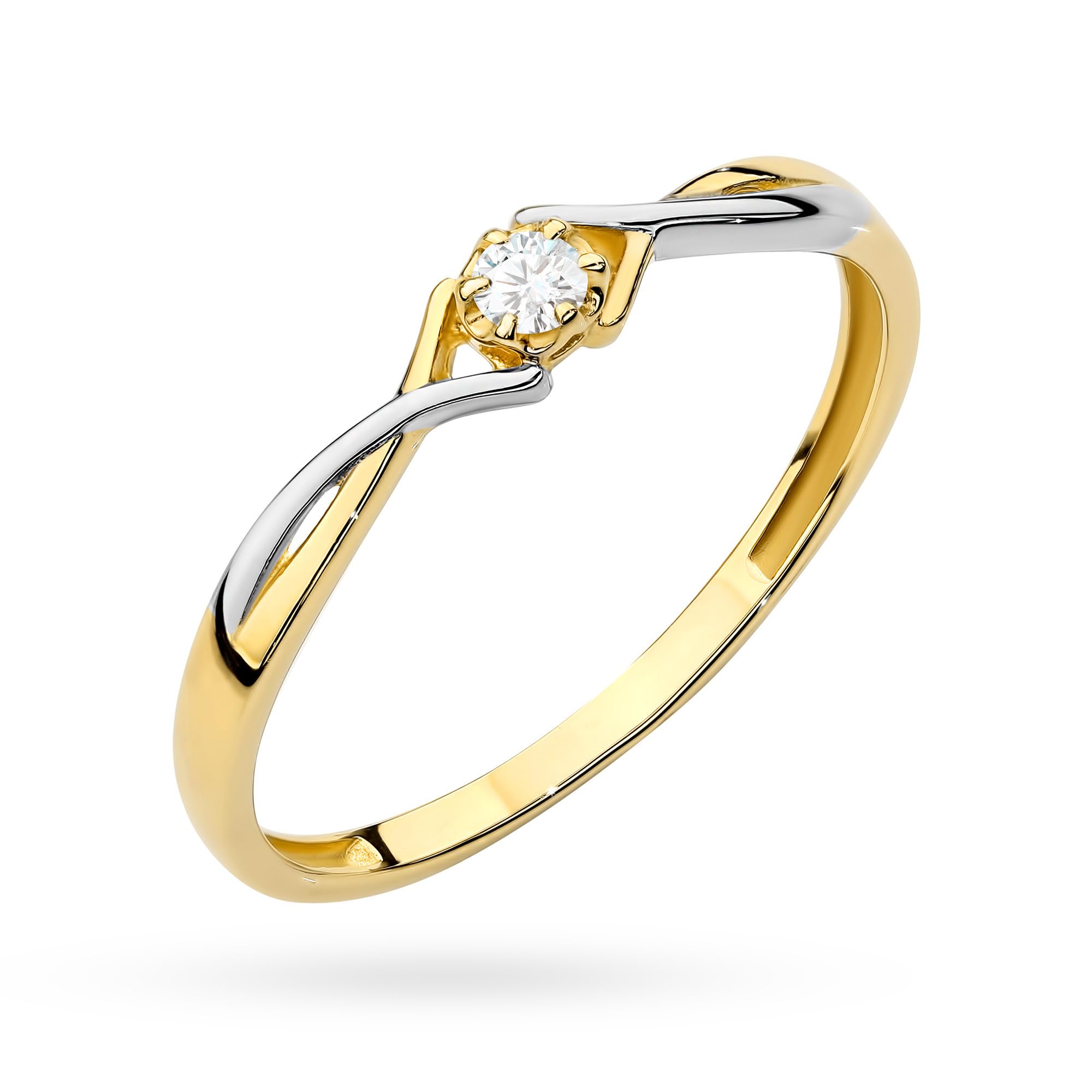 MARKO Eleganter 8 Karat (333) Gold Ring mit funkelnder Zirkonia – Zweifarbige, geschwungene Fassung