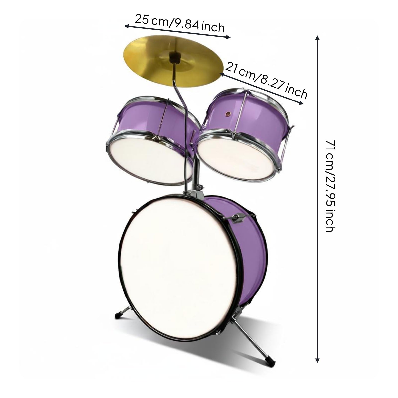 predolo -Drumset-Drumset kompakt Schlagzeug Geschenk Anfänger-Schlagzeug für Zimmer, Zuhause , Lila