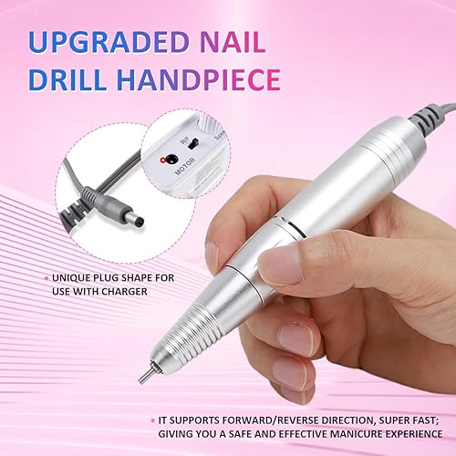 Reemplazo de la pieza de mano del taladro de uñas, taladro de arte de uñas, máquina de mango de taladro de uñas de gel acrílico eléctrico, mango de