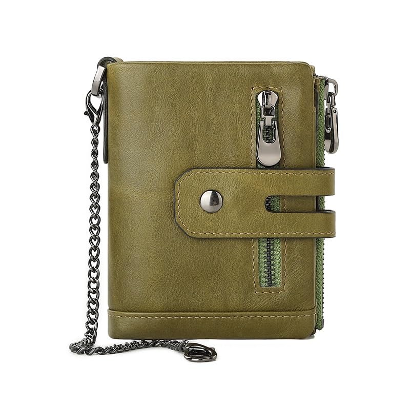 Men's wallet Men's Genuine Leather Wallet Large Capacity Top Layer Cowhide Money Clips for Father，Husband(Gray)