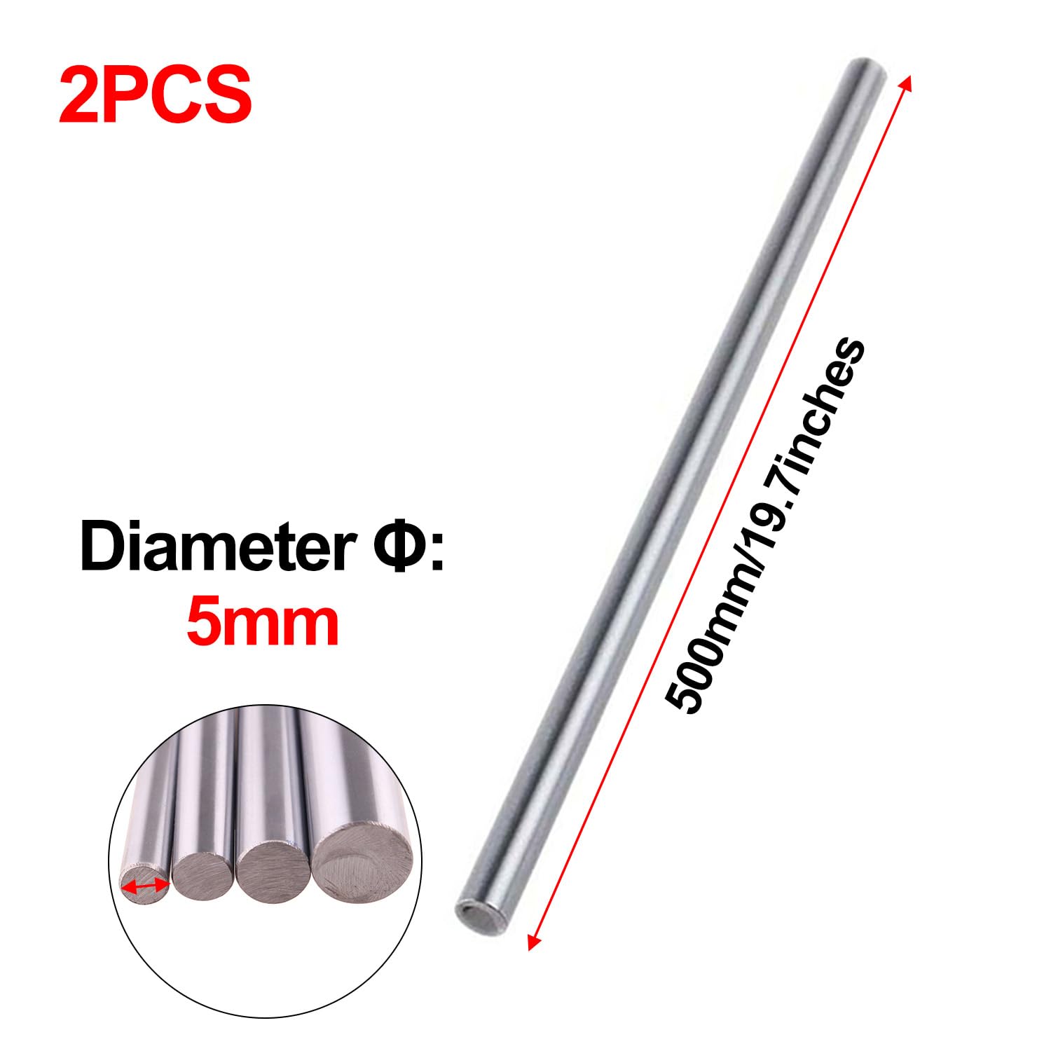 Titanstäbe 2Pcs Reines TC4 Halber Meter Hohe Härte Hohe Qualität Langlebiger Hohe Festigkeit Geringes Gewicht Weit Verbreitet in Der Schiffbauforschung,Diameter 5mm