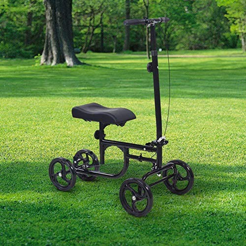 300Lbs Compact & Foldable All-Road Knee Walker Steerable Madical Scooter Crutch Alternative Ideal for Ankle Or Lower Leg Individuals Recovering from A Broken Foot, Broken Ankle Or Ankle Surgery Black