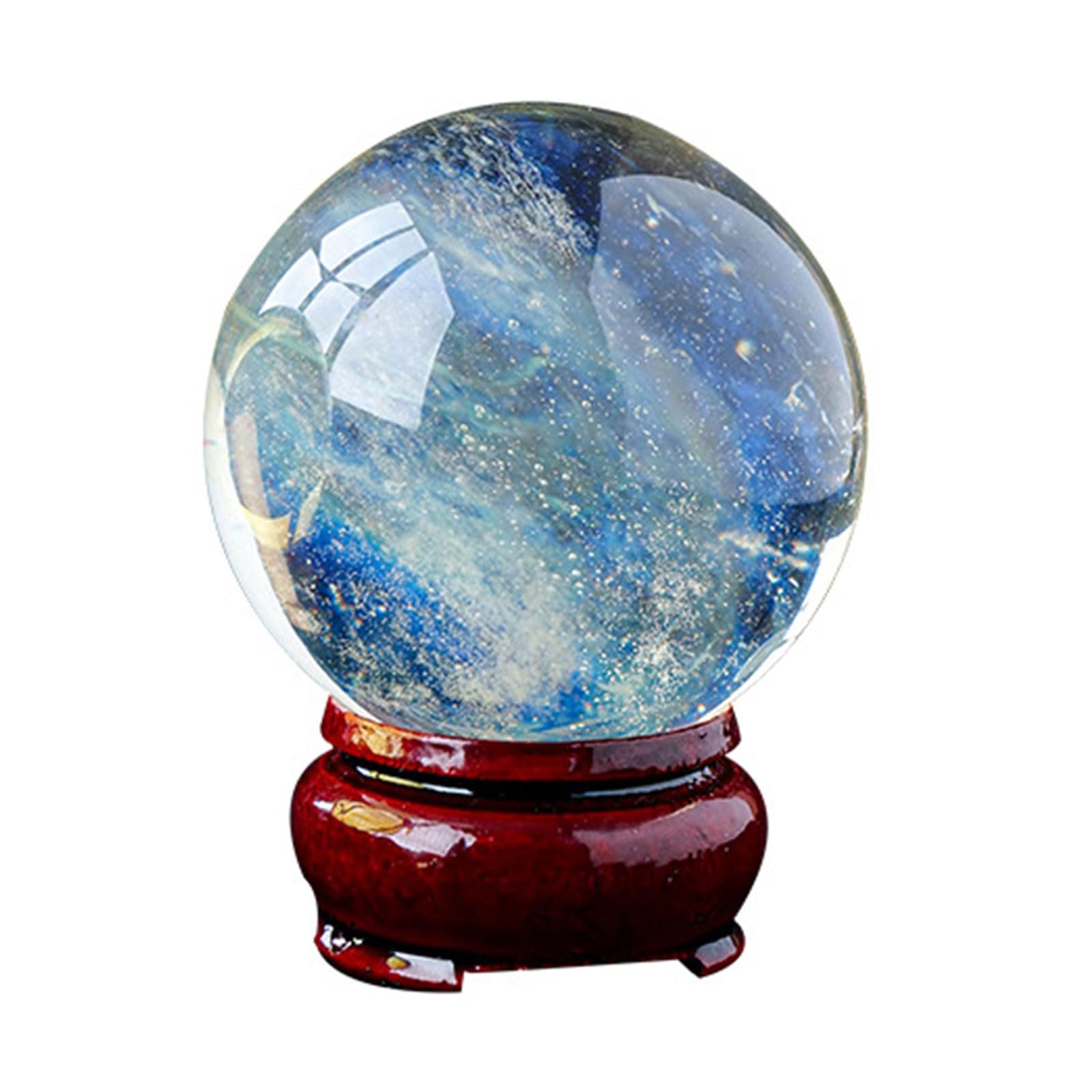 QWZTAEOZA Yellow Crystal Ball with Wooden Stand Melting Smelt Citrine Quartz Sphere for Healing/Divination/Chakra Balance/Yoga/Home/Office FengShui Decoration,70mm