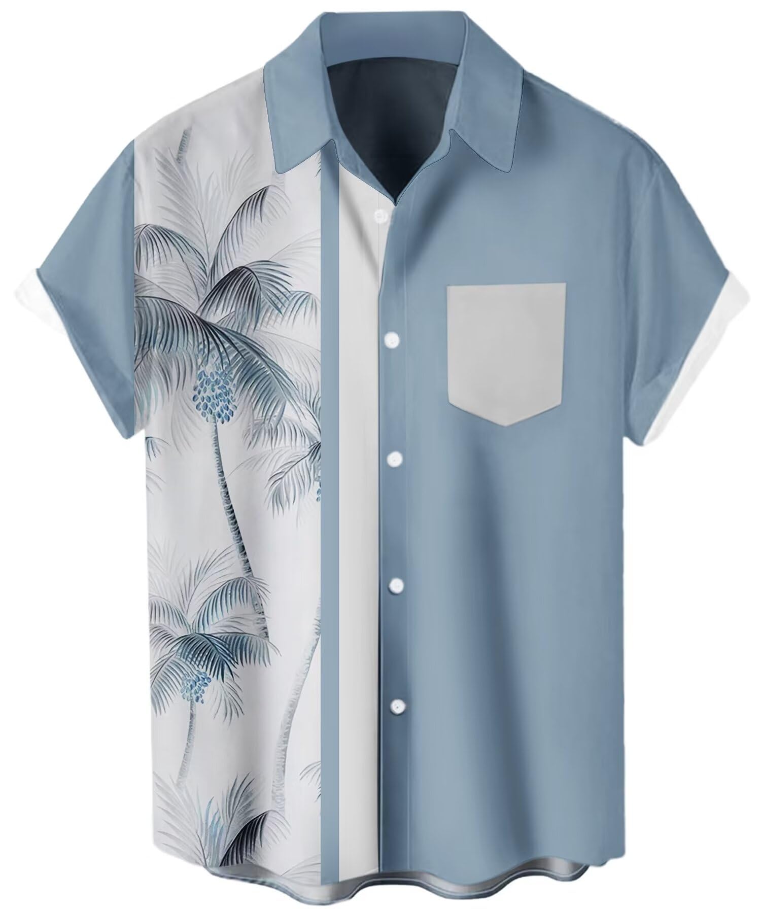 Men's Short Sleeve Button Up Hawaiian Shirt 1950s Vintage Bowling Shirts