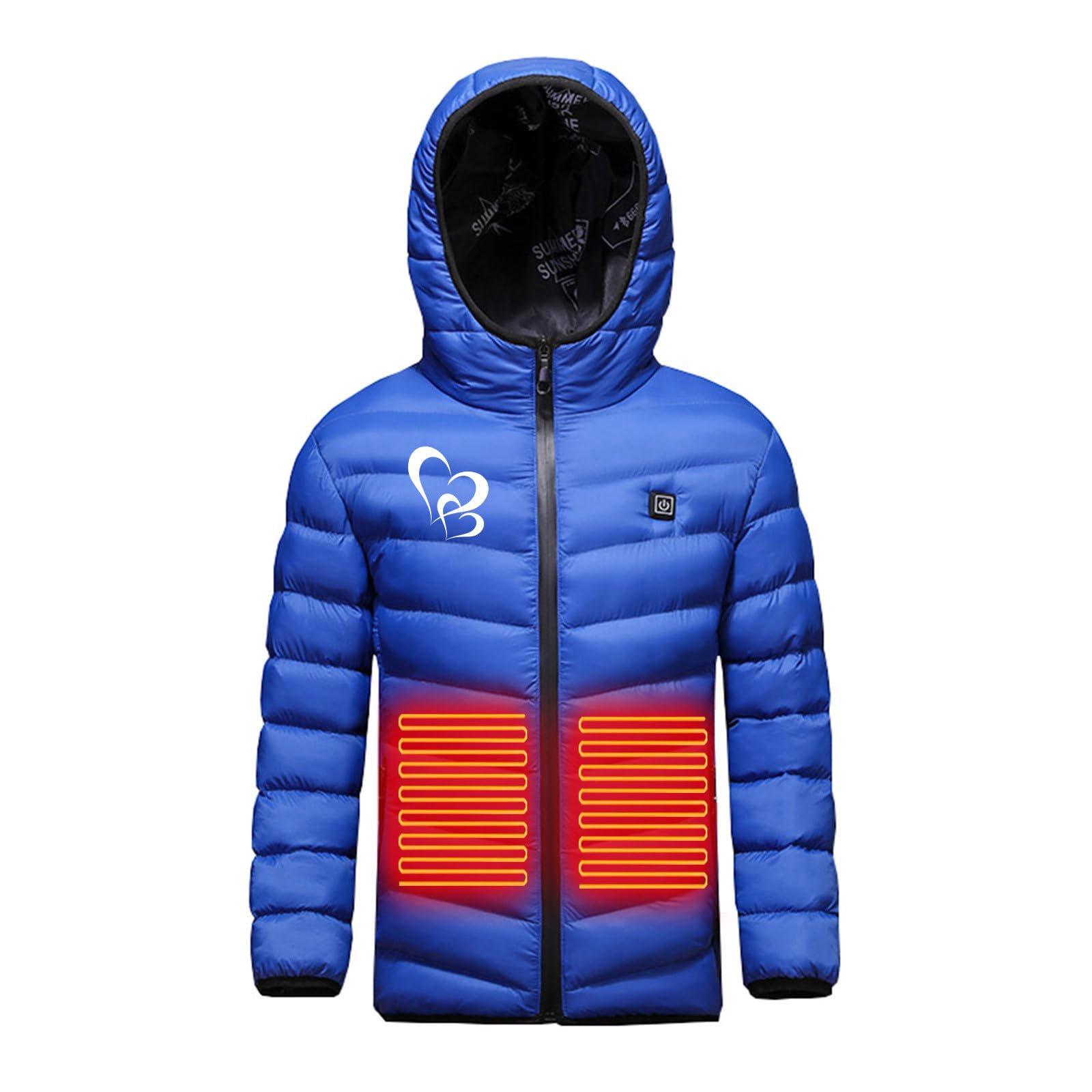 Battnot Beheizbare Jacke Kinder Heizjacke mit Heizung USB Elektrische Beheizte Jacke für Jungen Mädchen Kapuzenjacke Winterjacke Beheizbare Weste Pufferjacke Heizmantel Funktionsjacke Outdoorjacke