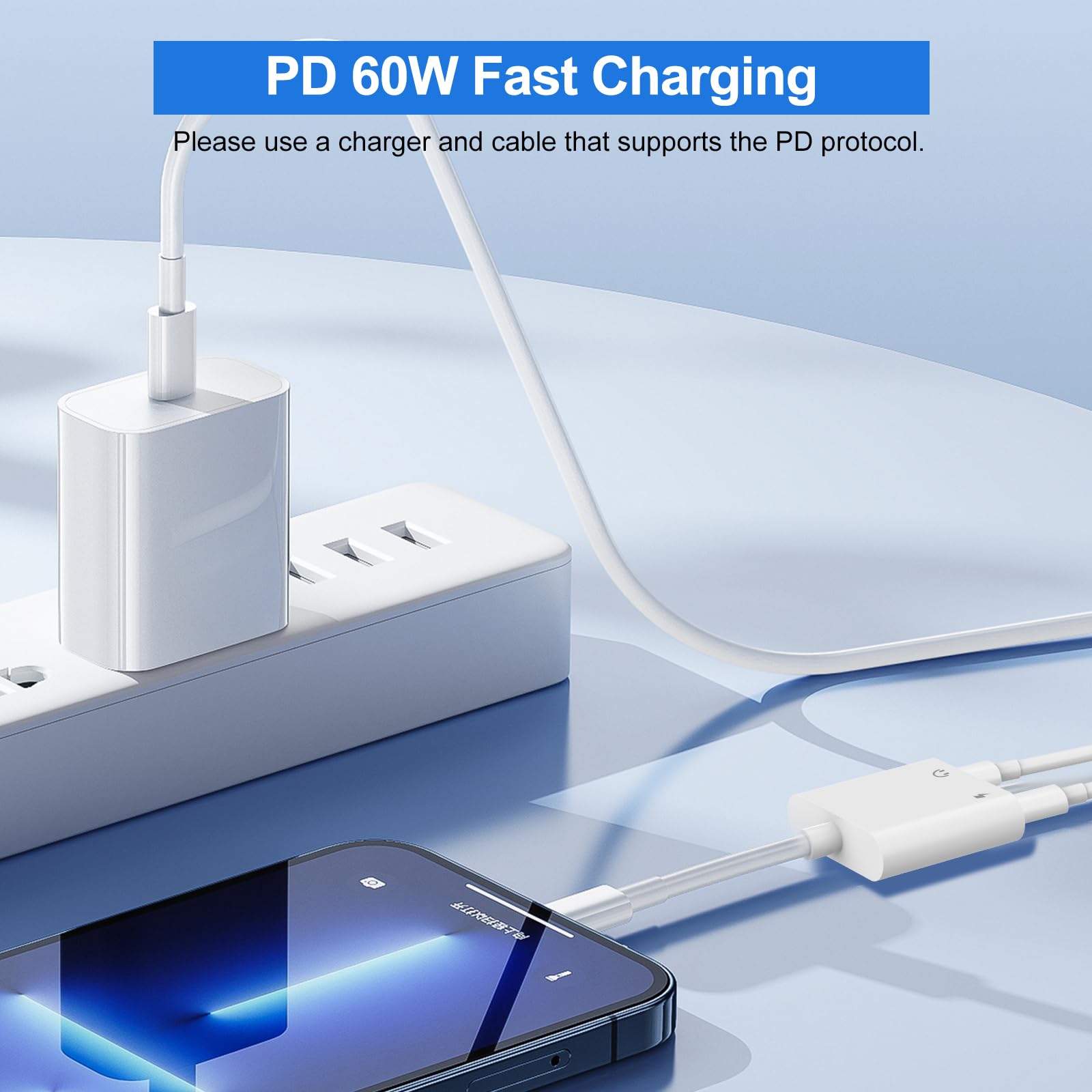 Adaptateur USB C vers Jack 3.5mm avec Charge Rapide 60W, Hi-Res Adaptateur Casque USB-C Compatible avec iPhone 16/15 Pro Max Samsung Galaxy S24/S23/S22/S21 Ultra iPad Pro Pixel