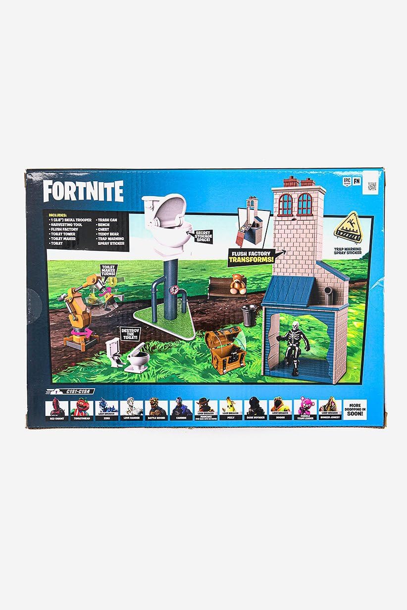 Fortnite FNT0990 Micro Legendary Series POI Flush Factory-Includes Playset, Accessories & 2.5-Inch Skull Trooper Figure, Multicolor