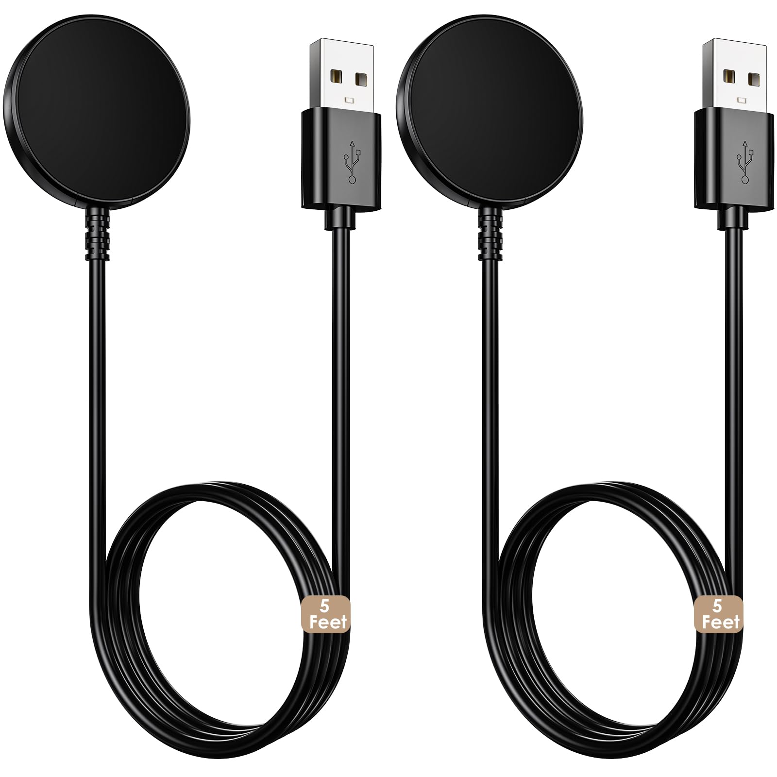 Photo 1 of 2 Pack 5FT for Samsung Galaxy Watch Charger Compatible with Watch 8/8 Classic/Ultra/7/6/6 Classic/5/5 Pro/4/4 Classic/3/Active/FE USB A Magnetic Fast Charging