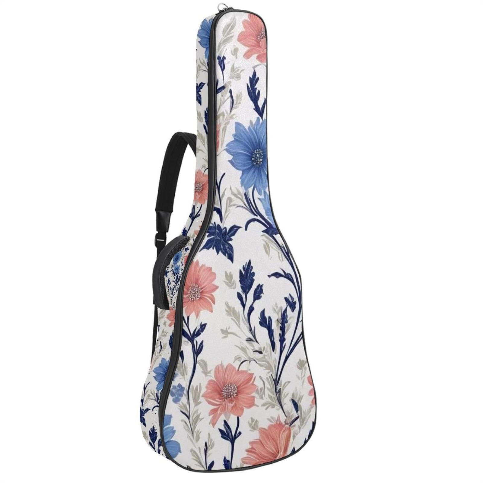 NUEAHEDN Acoustic 40/41/42 Inch Aesthetic Art Flower Large Capacity Guitar Gig Bag 0.4Inch Extra Thick Sponge Overly Padded, with Two Storage Pockets, Waterproof Guitar Case