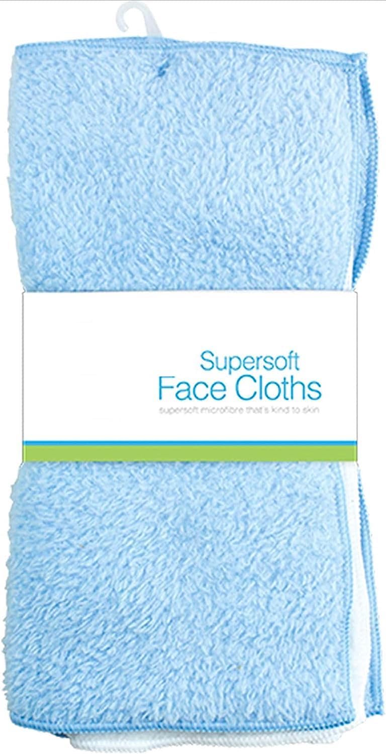 6 Pack Super Soft Baby Face Hand Cloths Bath Flannel Wash Towel Wipe Feeding, 100% Softer Than Normal Cloths (Blue/Grey)