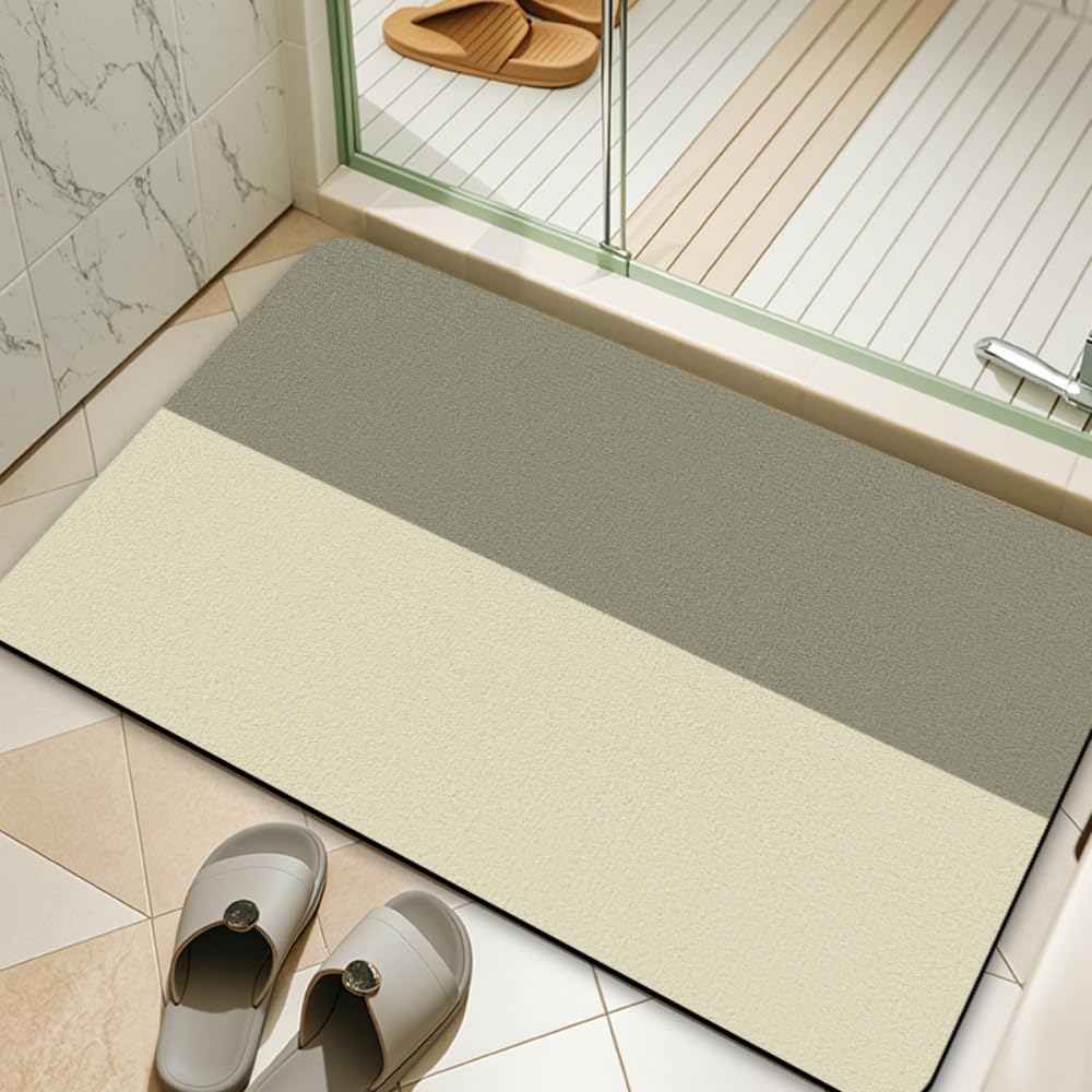 Alfombra de Diatomita Baño, Alfombrilla de Baño, Antideslizantes Lavables Absorbente Alfombra para Bañera, Ducha, Cuarto de Cocina (Beige Grisáceo,40x60cm)