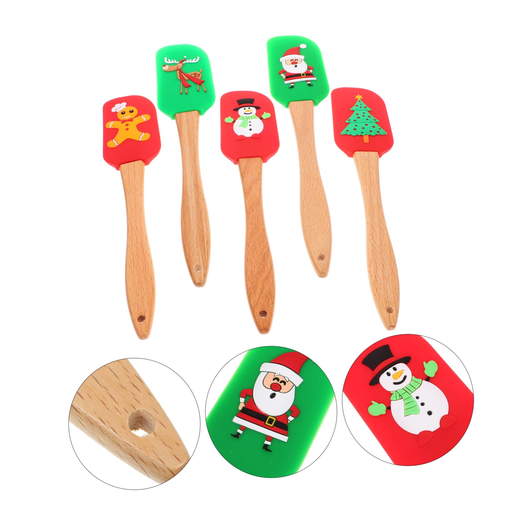 5piezas Espátulas De Silicona Para Hornear Utensilios De Pastelería Resistentes Al Calor Herramientas De Repostería Para Decoración De Tartas Diseño De Navidad Para Cocinas y