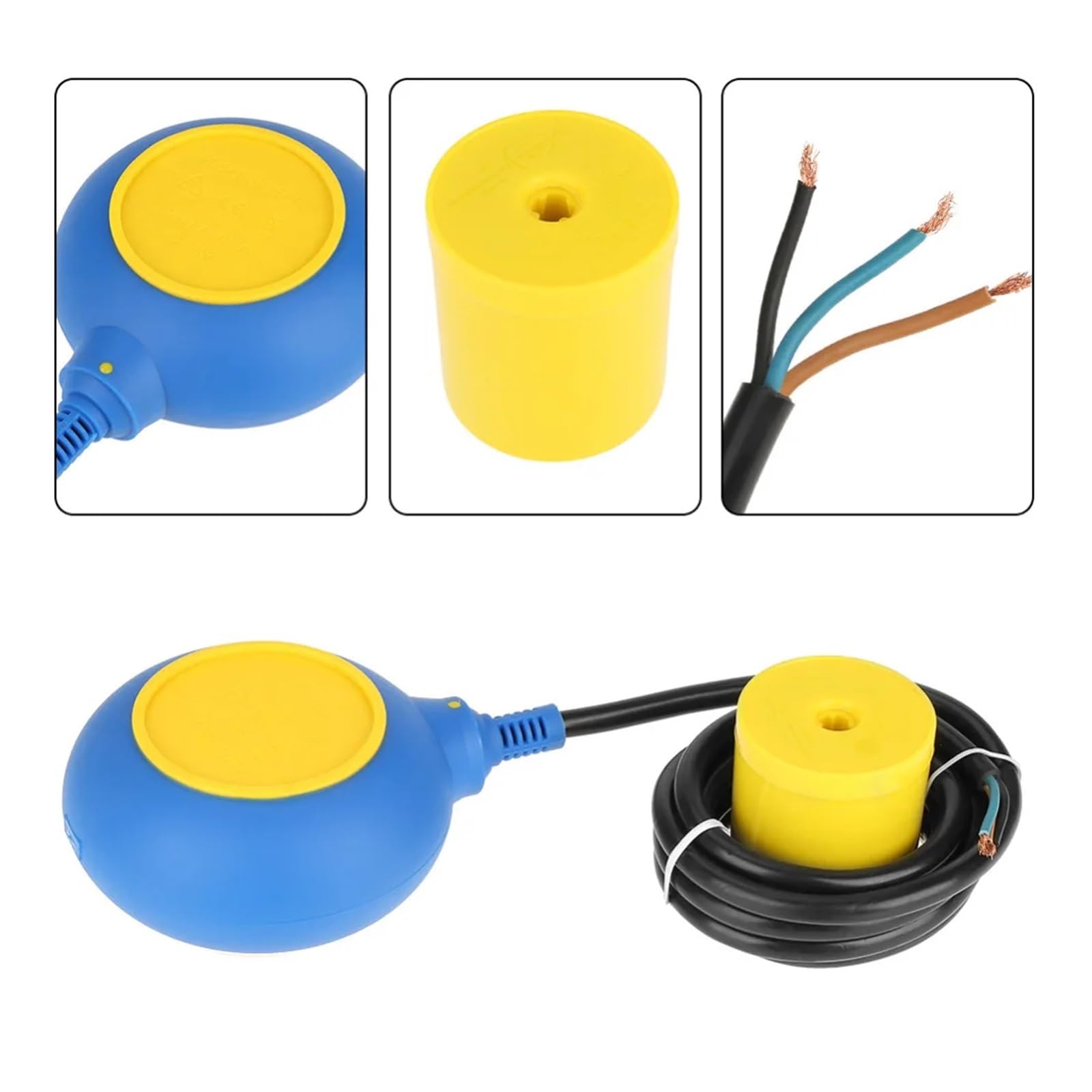 NURII Interruptor de Flotador, Controlador de Nivel de Agua líquida Sensor de Contacto 220 V 16 A 2 m/78,7 Pulgadas Controlador Interruptor de Flotador líquido