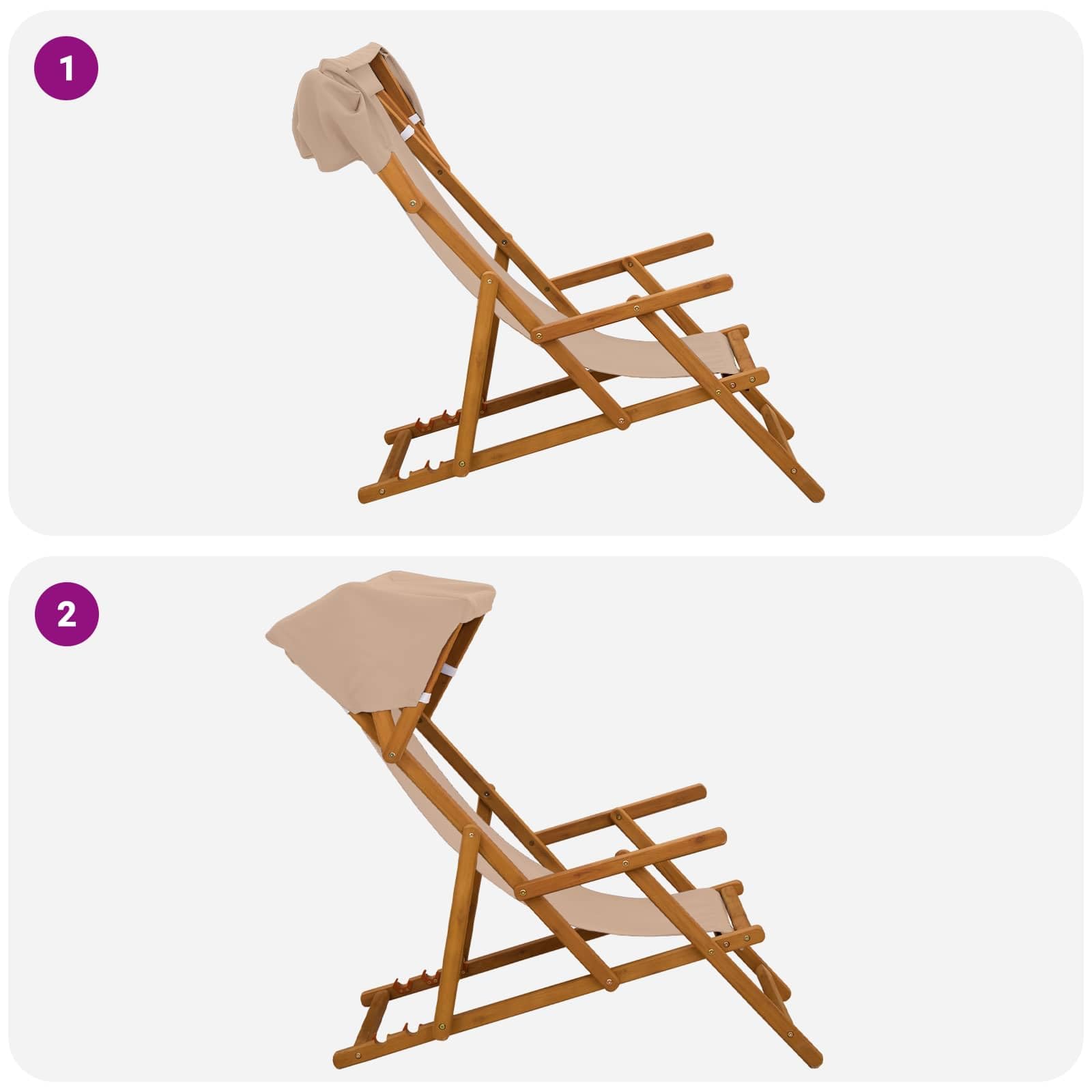 Fengshui Leżak 3 pozycje, lite drewno eukaliptusowe, kolor taupe