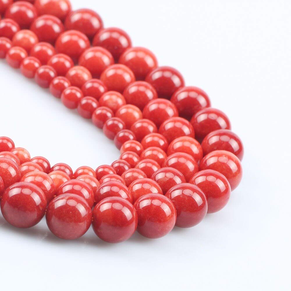 Perline Di Pietra Naturale Coral Rosso Perline Distanziatrici Rotonde Sciolte Per La Creazione Di Gioielli Accessori Per Collane Fai Da Te 4 6 8 10 12MM - Foto 3