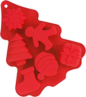 Christmas Silicone Molds - Christmas Themed Molds | Tree Cavity Baking Trays | Xmaas Tree Candy Mould | Non Stick Fondant Baking For Handmade Soap Pudding Jelly Cake Cupcake Topper Decoration