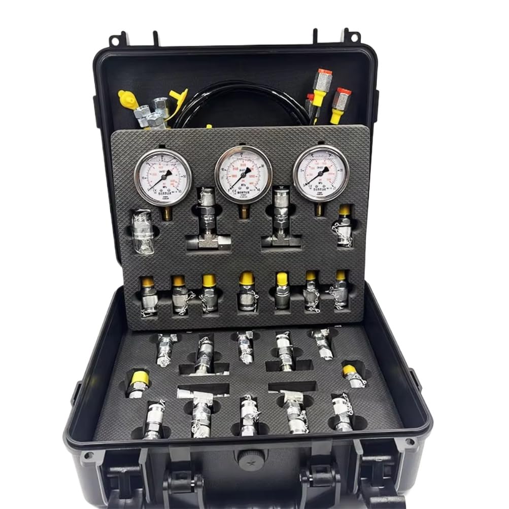 Kit per Test di Pressione idraulica Kit manometro per Test Idraulico Manometro Compatibile con Parti di macchinari per escavatori (Compatibile con)