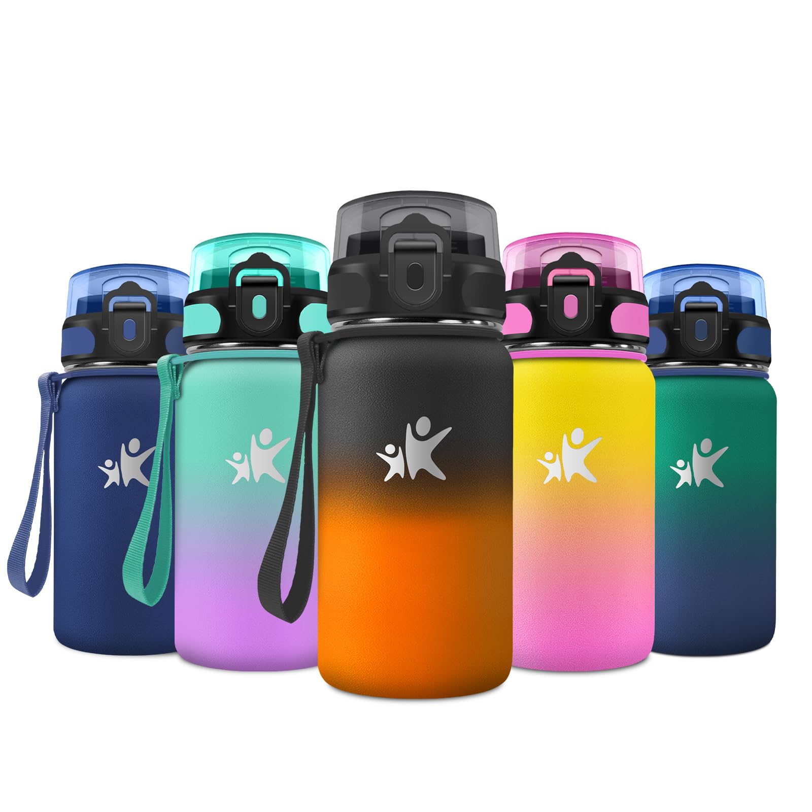 500ml Insulated Water Bottle Leak Proof Drinking Bottle with Straw Reusable BPA Free for Camping, School, Office
