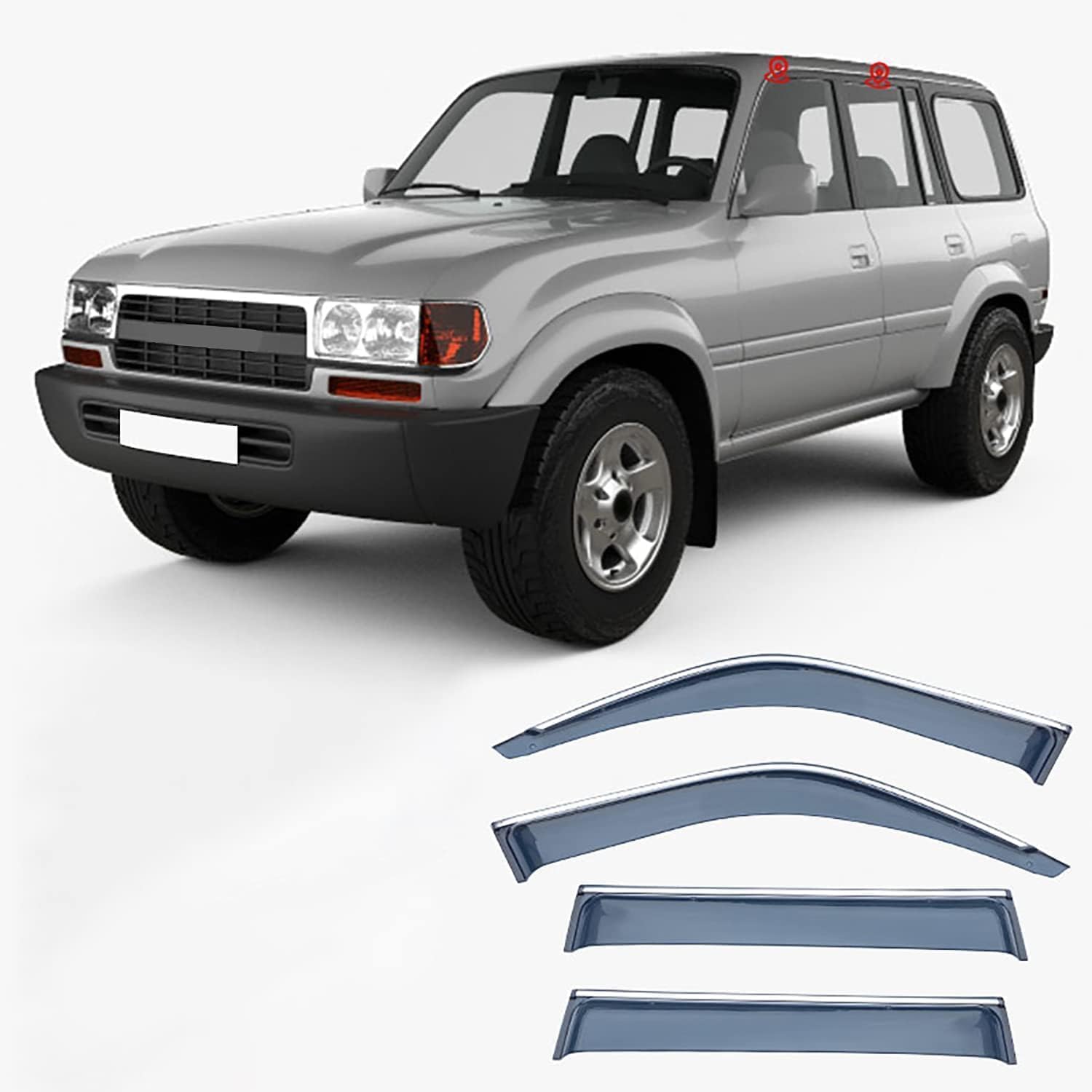 4Pcs Car Wind Deflectors for Land Cruiser LC80 MK7-J80 1990-1997, Deflector Shield Bugshield Side Window Sun Rain Guards Window Visor Car Accessories