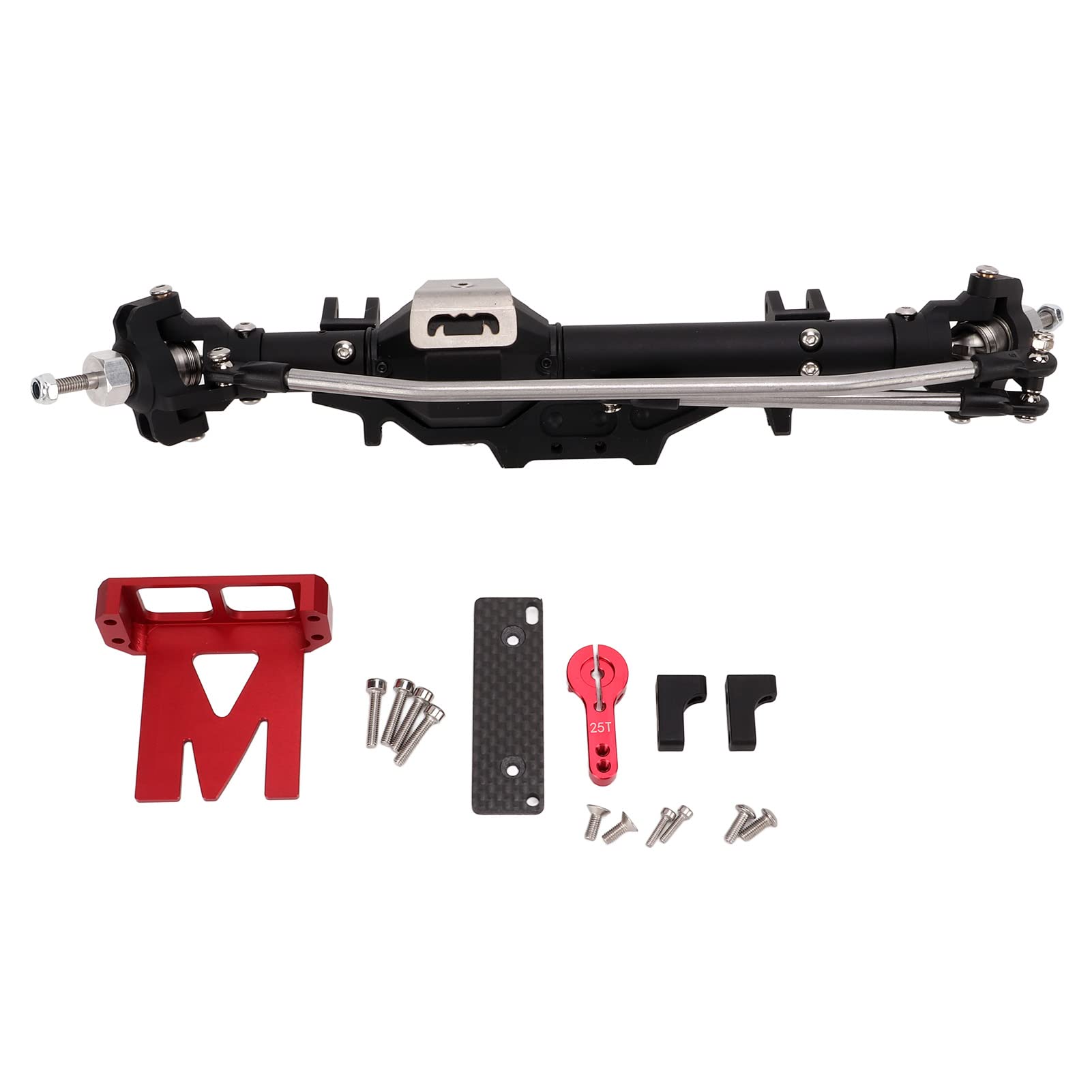 Stop Aluminium w Kształcie Diamentu 1/10 RC Ulepszenie Przedniej Osi dla Axial Wraith 90018 RR10 90048 Obrabiana CNC Stalowa Przekładnia o Dużym Prześwicie (BLACK)