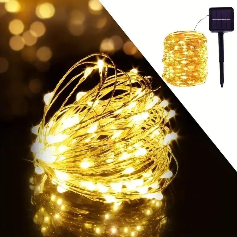 Image of AERYS Solar Fairy String Light 200 LEDs 22 Meter Inbuilt Rechargable Batery IP65 Waterproof 8 Mode Copper Wire Outdoor /Indoor Solar Powered Led String Light Decorations for Garden Yard Balcony