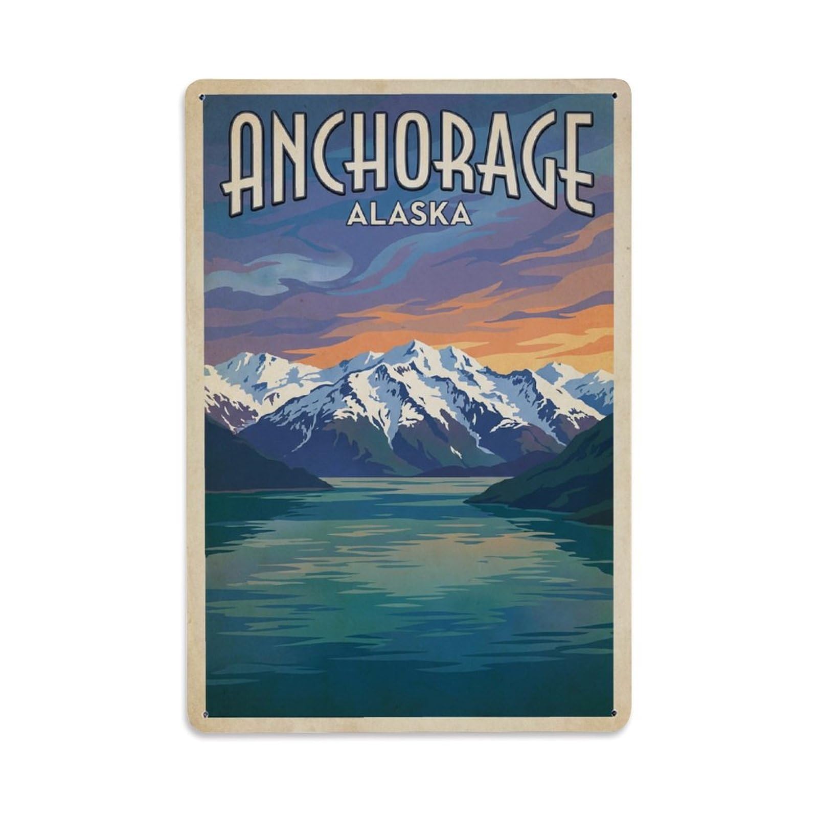 Xanthor Style Vintage Travel Usa Anchorage Metal Tin Sign