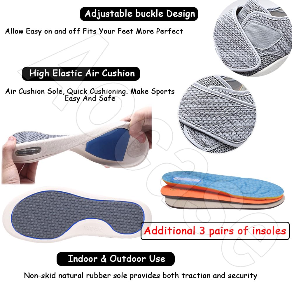 Scarpe Ortopediche Donna, Scarpe Sanitarie Uomo, Scarpe Unisex per Il Supporto dell'Arco Plantare Pantalone di Fissaggio Tattile Traspirante Pantofola per Piedi Gonfie,Blu,38 EU