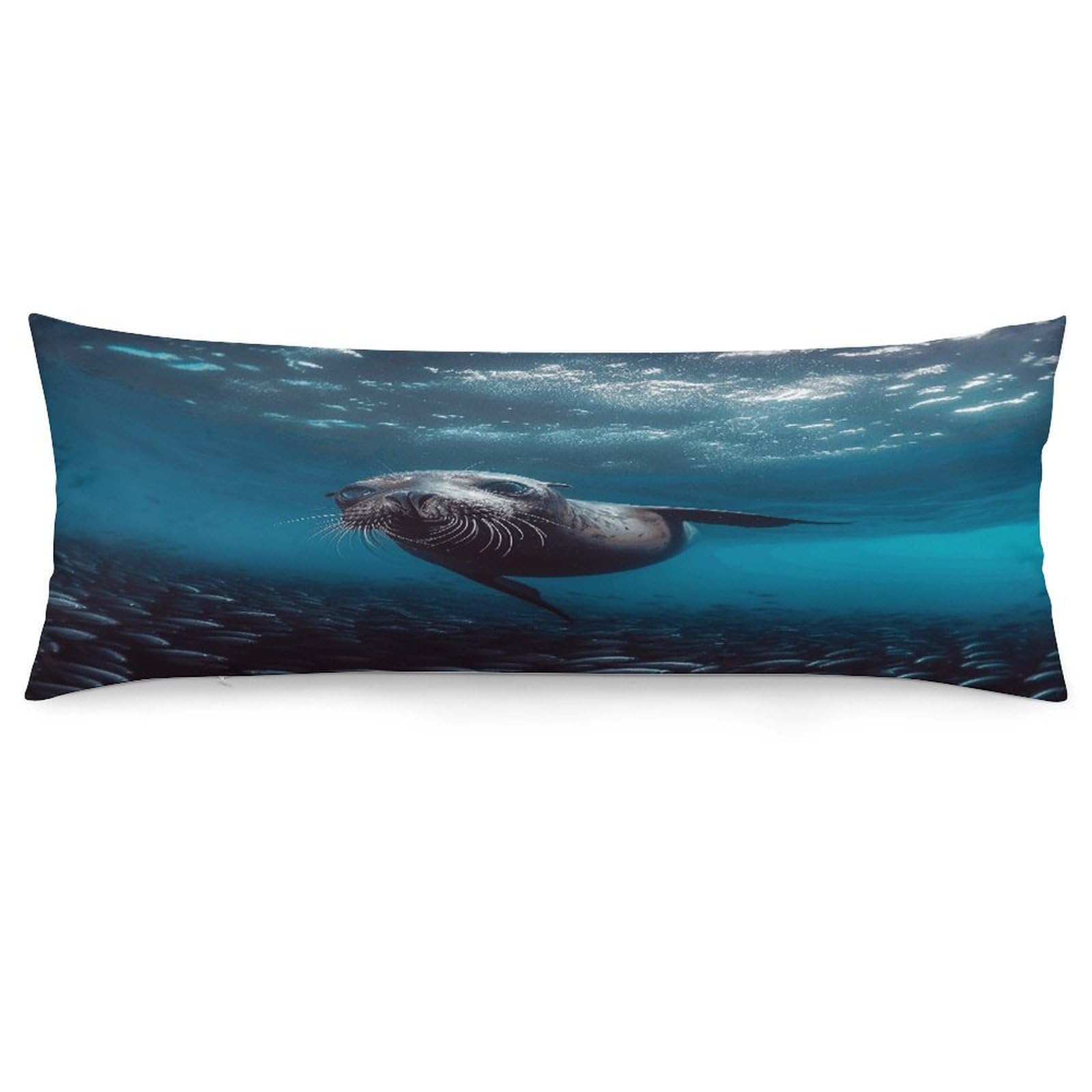 Underwater Sea Lion Throw Pillow Cover Soft Lumbar Pillow Covers with Zipper Breathable Rectangular Cushion Case Polyester Pillow Case Decorative Body Pillow Cover for Couch Bed