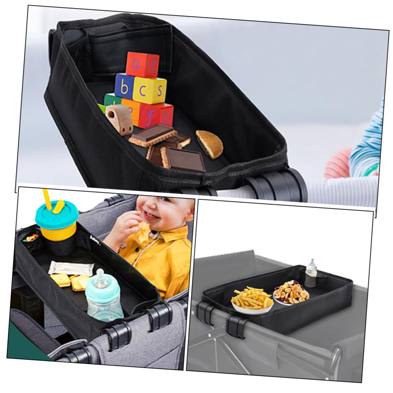 Tablett Für Kinderwagen Mit Snackhalter Und Getränkehalter Zubehör Aus Canvas-material Stabiles Design Verstellbarer Griff Kompaktes Organizer-tablett Für Babywagen