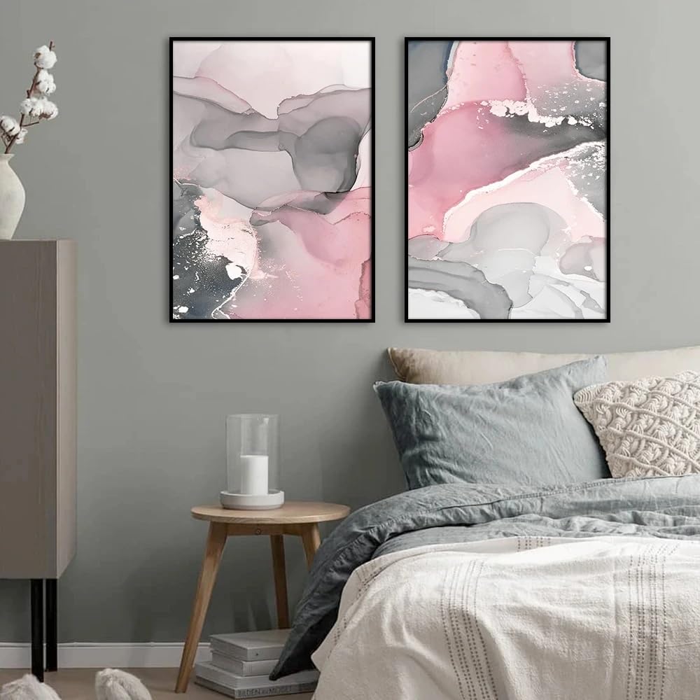 CLJKDX Abstract Scandinavian Pink Grey Marble Posters Prints Canvas Painting Nordic Style Wall Art Pictures Living Room Home Decoration-40 * 60cm*3PCS (No Frame)