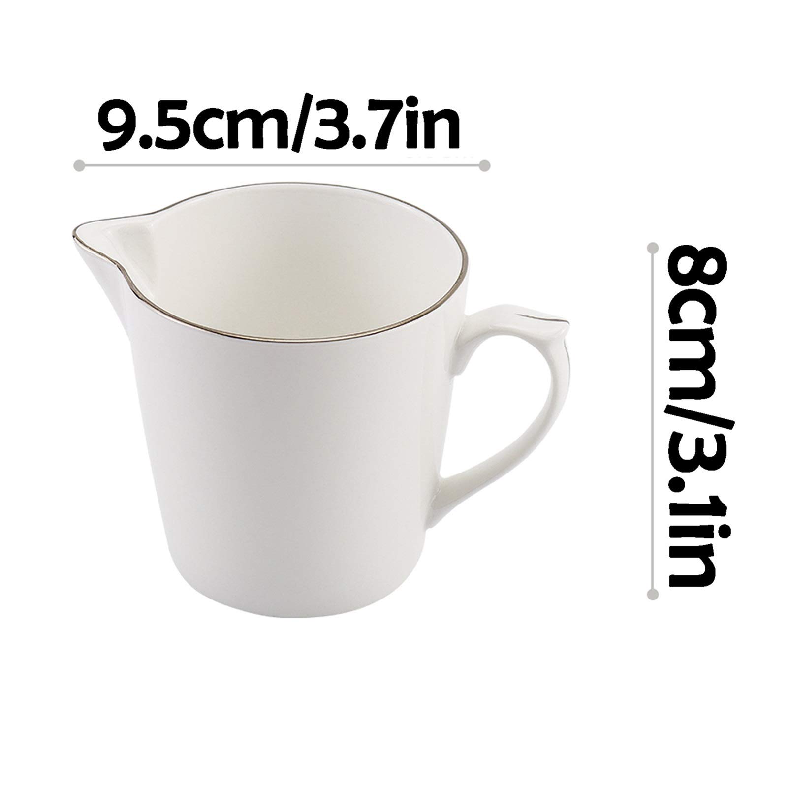 Mini pichet à crème Classique en céramique Blanche Pure avec poignée, pichet à Lait, pichet à café, Ensemble de crémier en Porcelaine, pichet à Sucre et à crème (Or Blanc) (Gris Blanc)