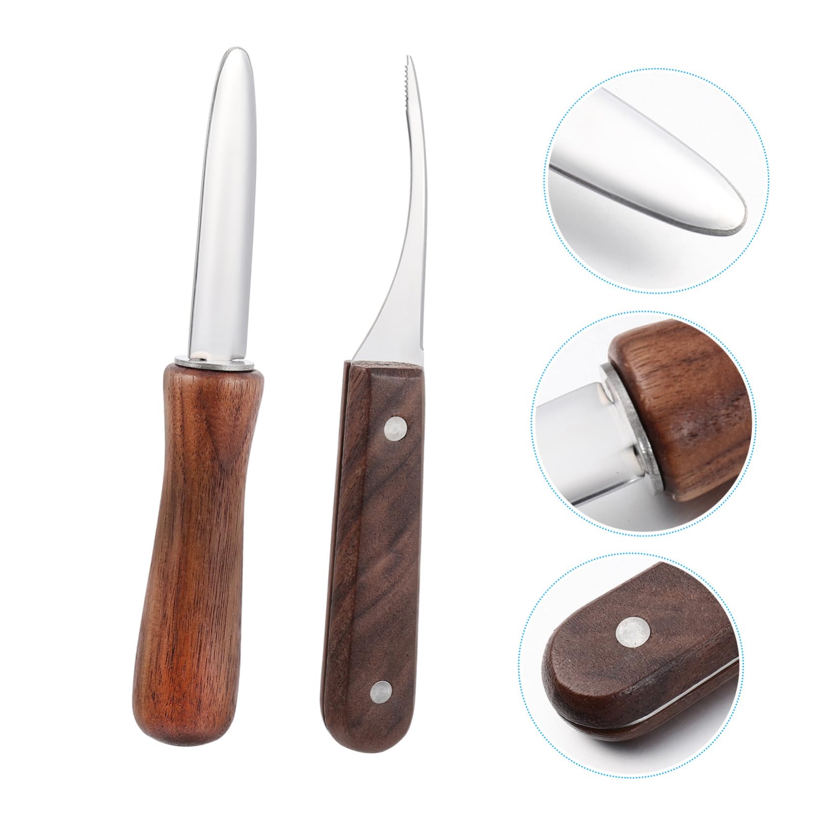 SOLUSTRE 4piezas Cuchillo De Marisco De Acero Inoxidable Herramienta De Cocina para Abrir Ostras y Pelar Camarones De Mango para Preparar Mariscos Casa