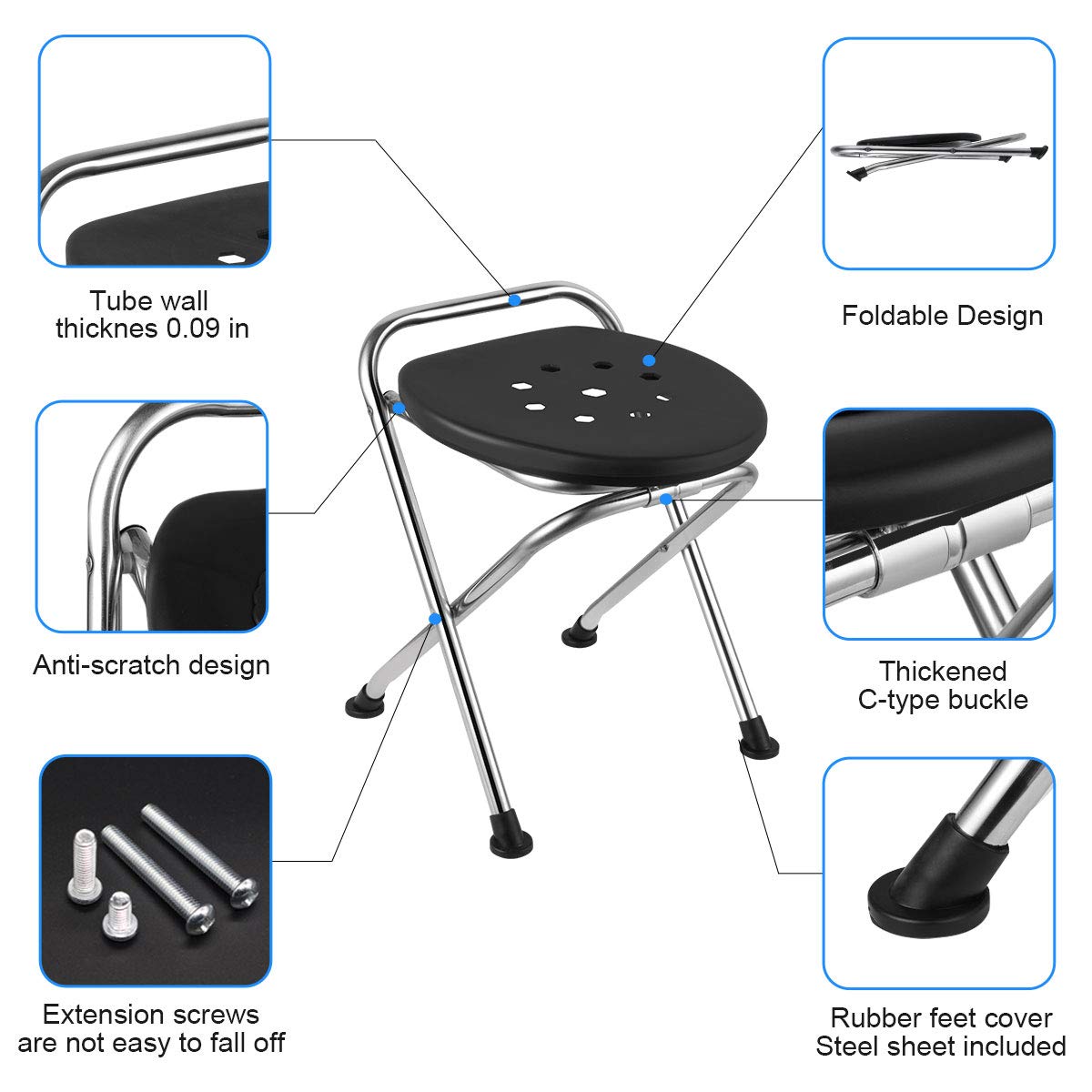 LIFEI Portable Camping Toilet Seat Folding Travel Toilet Commode Chair