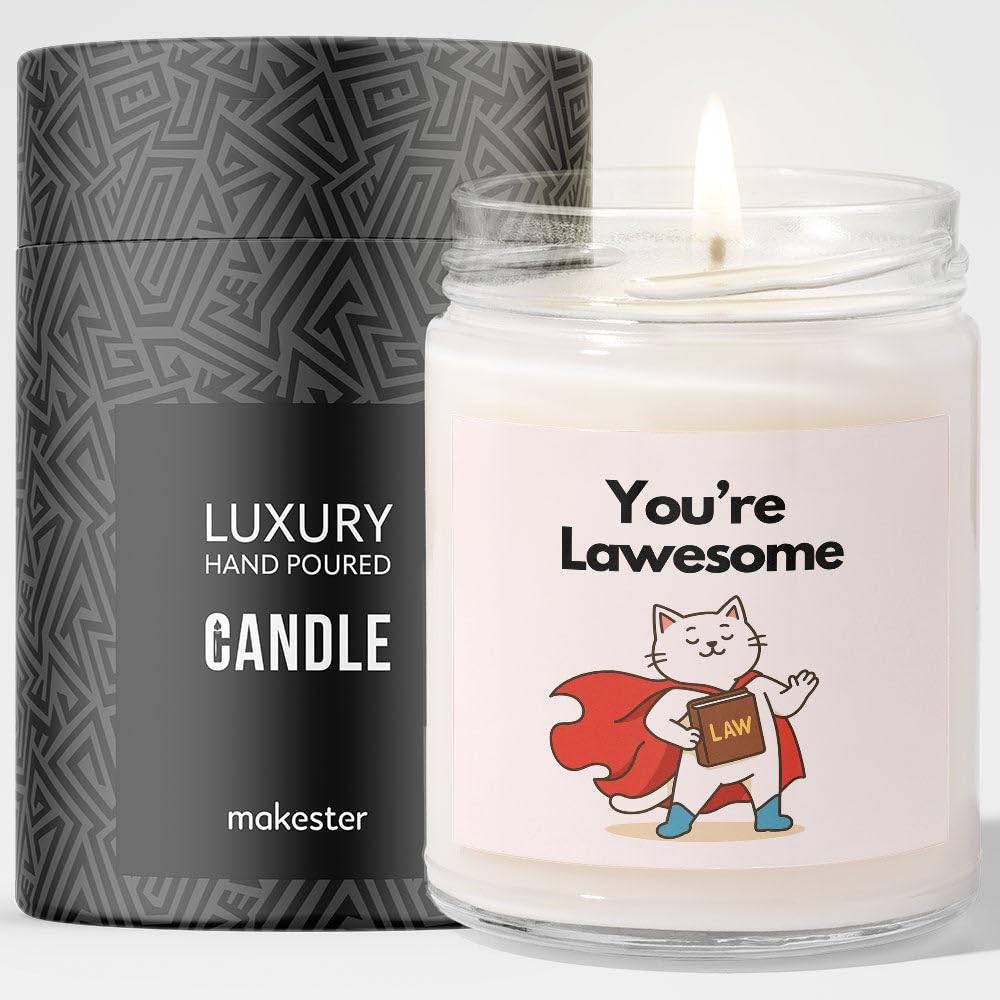 Lawyer Gift - Luxury Soy Wax Candle - Vanilla, Jasmine, Sugared Almond - Makester