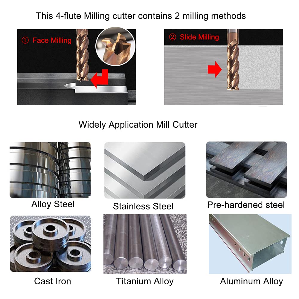 ASNOMY VHM Frez z twardym metalowym trzpieniem, AlTiN powlekany 55 HRC 4 cięcie, wiercenie, frezowanie, proste, zanurzane, CNC, węglik wolframu (8 mm)